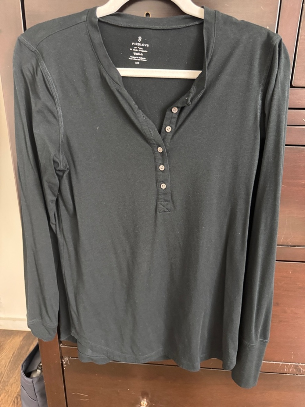 ThirdLove Black Long-Sleeve Henley Top